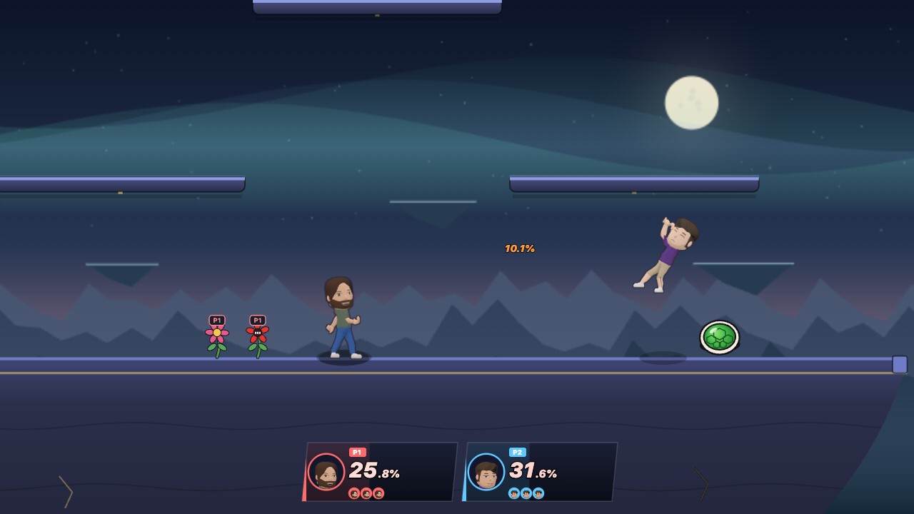 Battlefield: three platforms under a full moon.