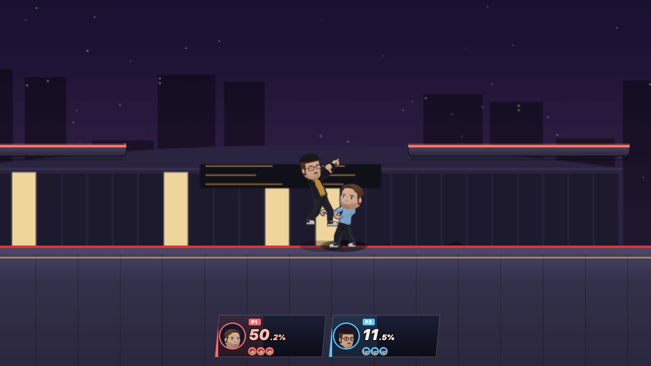 Bus Terminal: a flat stage in front of the platforms at night.